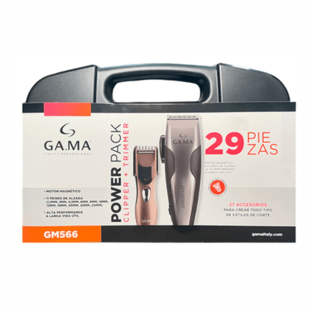 CORTAPELO GAMA GM566 29PZS PACK CLIPPER+TRIMMER