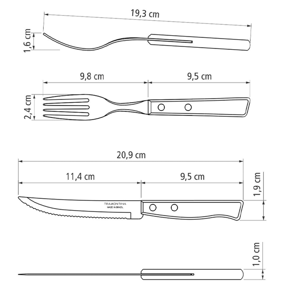 JUEGO PARA ASADO TRAMONTINA 22299/009 TRADICIONAL 12PZS
