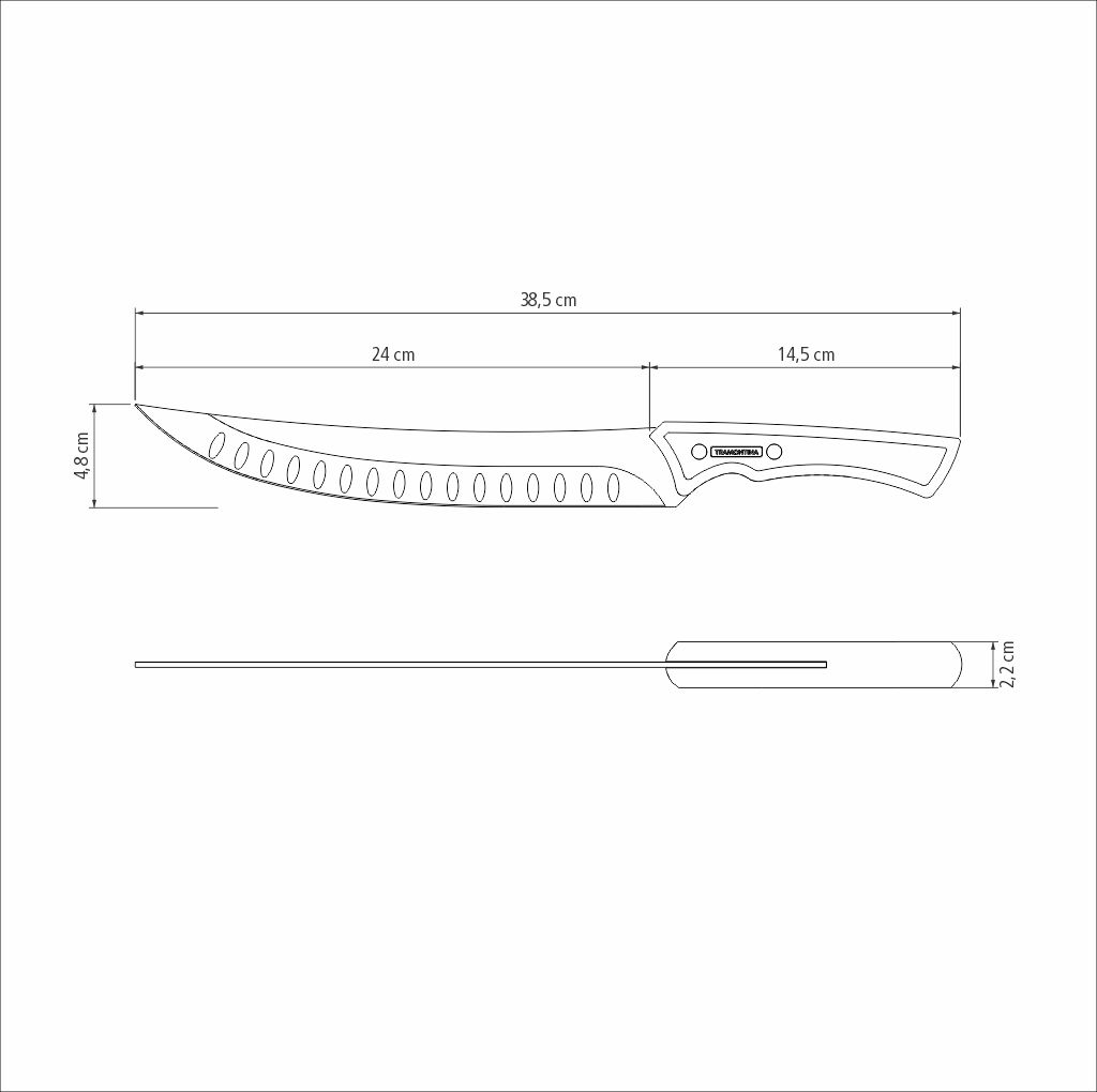 CUCHILLO BUTCHER/CARNE TRAMONTINA 22841/110 BLACK