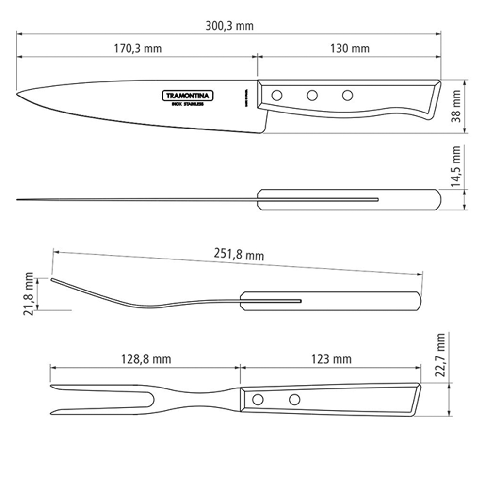 JUEGO P/ASADO TRAMONTINA 22299/013 TRADICIONAL 2 PZAS 