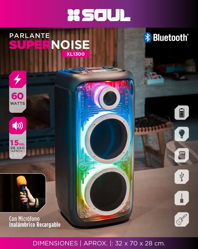 PARLANTE SOUL PLT-XL1300 60W 2x8"
