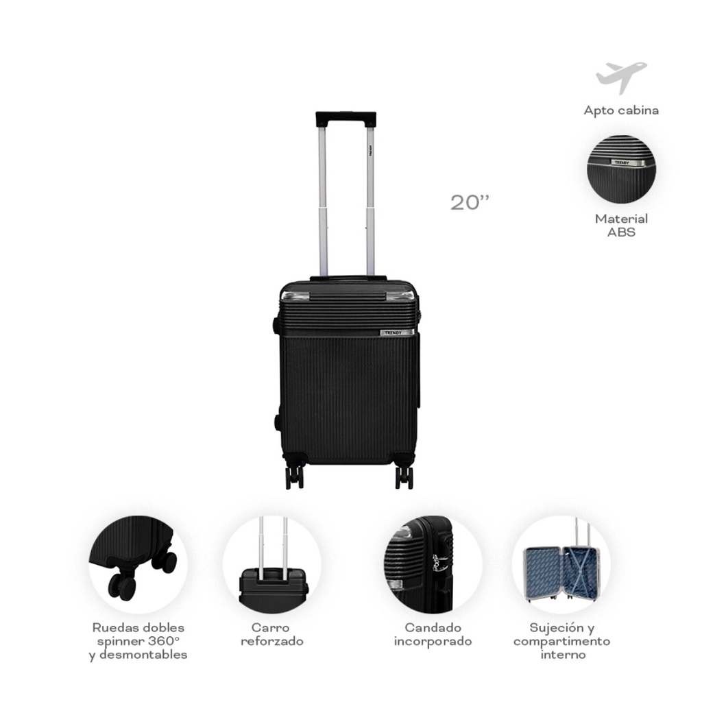 VALIJA TRENDY 19163 CARRY ON 20" NEGRO