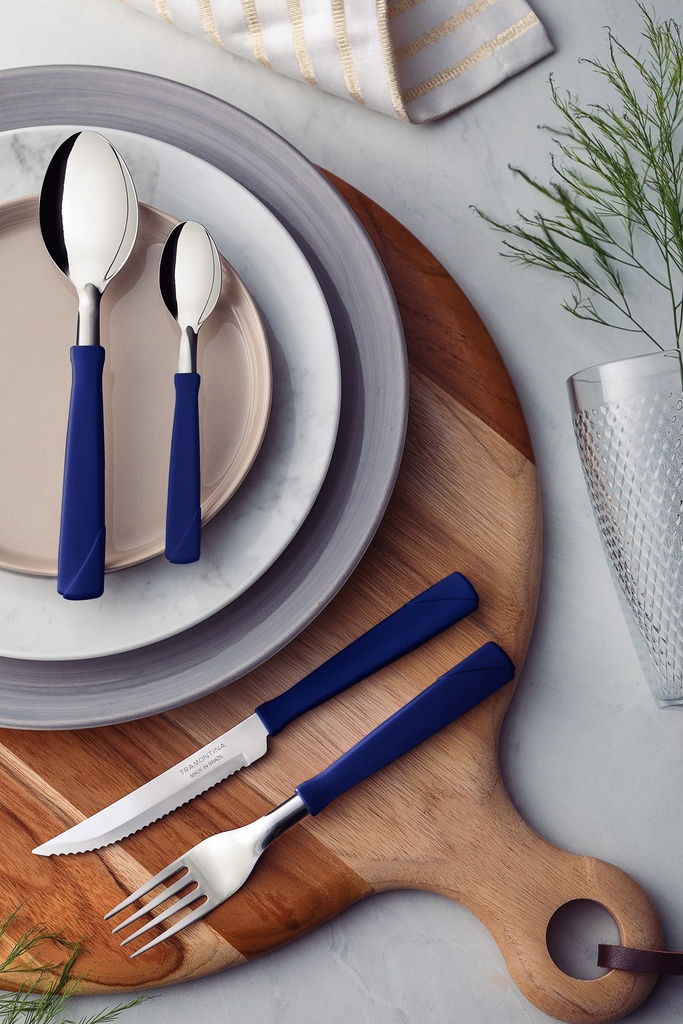 CUCHARA DE MESA TRAMONTINA 23163/910 NEW KOLOR 12 PZS AZUL