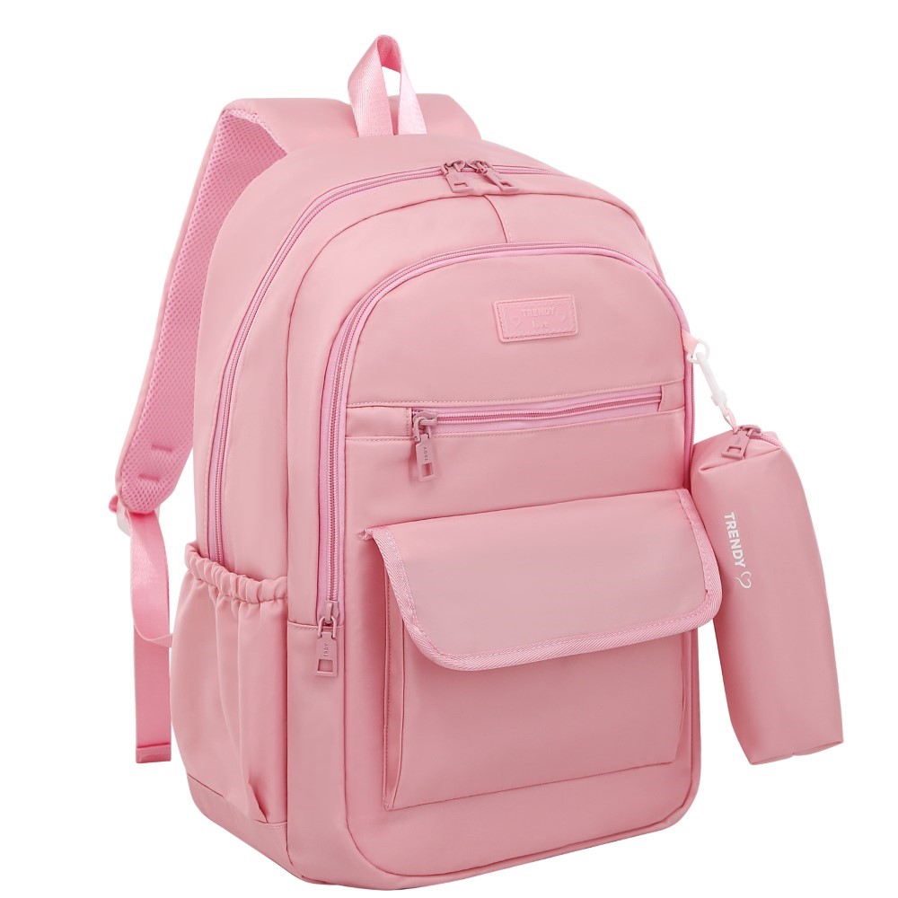 MOCHILA C/CARTUCHERA TRENDY 18560  17" ROSA