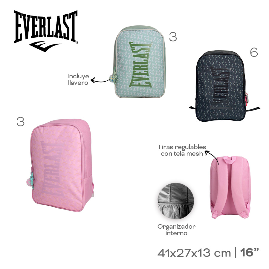 MOCHILA EVERLAST 28834 16" ROSA