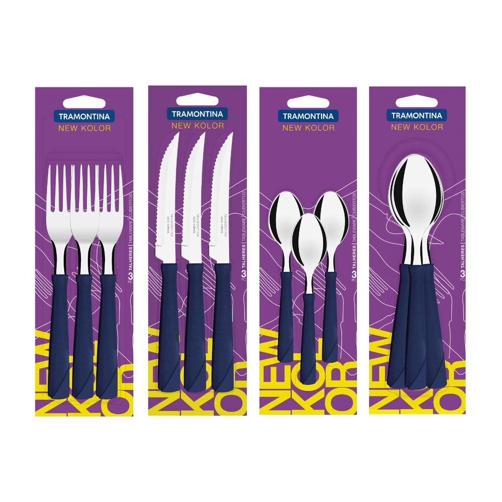 COMBO TRAMONTINA NEW KOLOR 12 PZS AZUL