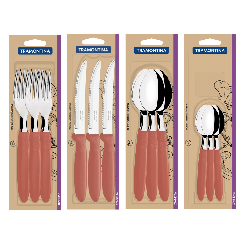 COMBO TRAMONTINA IPANEMA SALMON 24 PZS