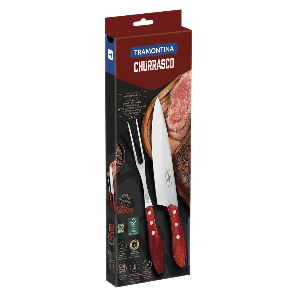 JUEGO P/ASADO TRAMONTINA 21198/760 POLYWOOD 2PZS