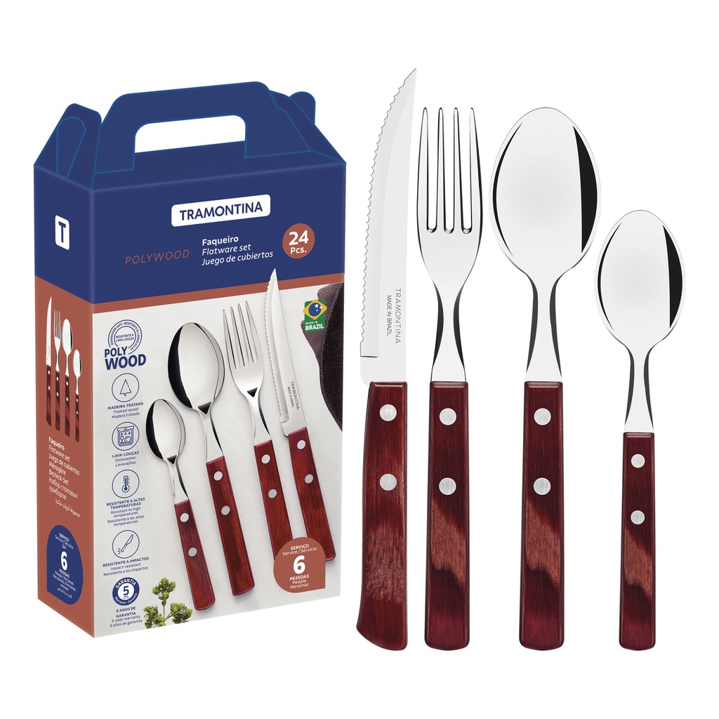 JUEGO CUBIERTOS TRAMONTINA 21199/705 POLYWOOD 24PZS