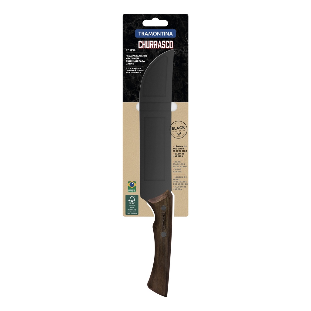 CUCHILLO TRAMONTINA 22843/108 BLACK 8"