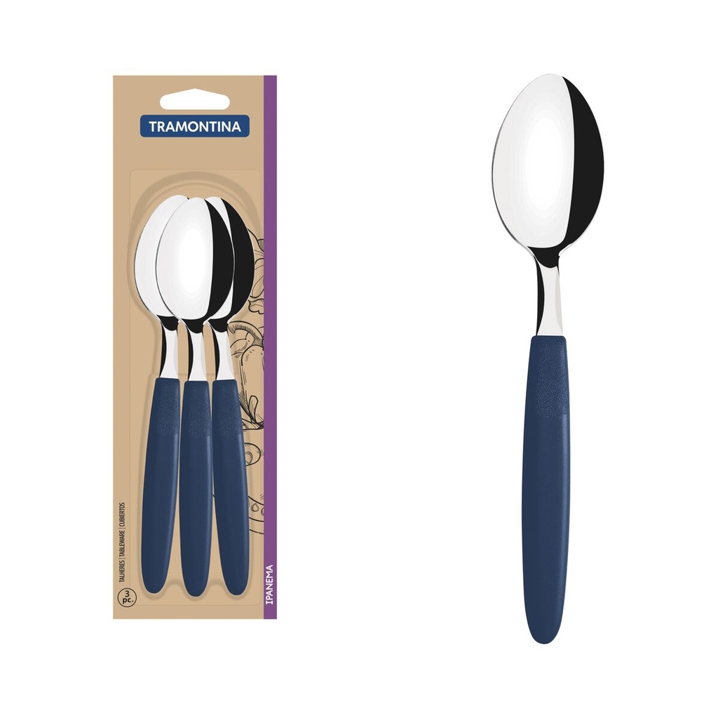 CUCHARA DE MESA TRAMONTINA 23363/310 IPANEMA 3PZS AZUL