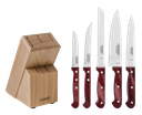 JUEGO DE CUCHILLOS TRAMONTINA 21199/783 POLYWOOD 6PZS CON TACO MADERA ROJO