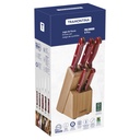 JUEGO DE CUCHILLOS TRAMONTINA 21199/783 POLYWOOD 6PZS CON TACO MADERA ROJO