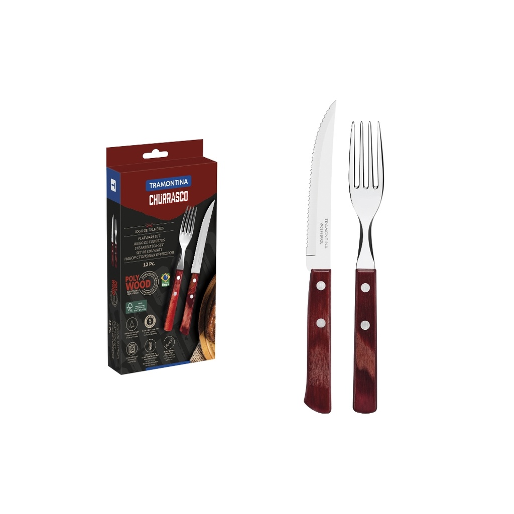 JUEGO P/ASADO TRAMONTINA 21199/711 POLYWOOD 12 PZAS