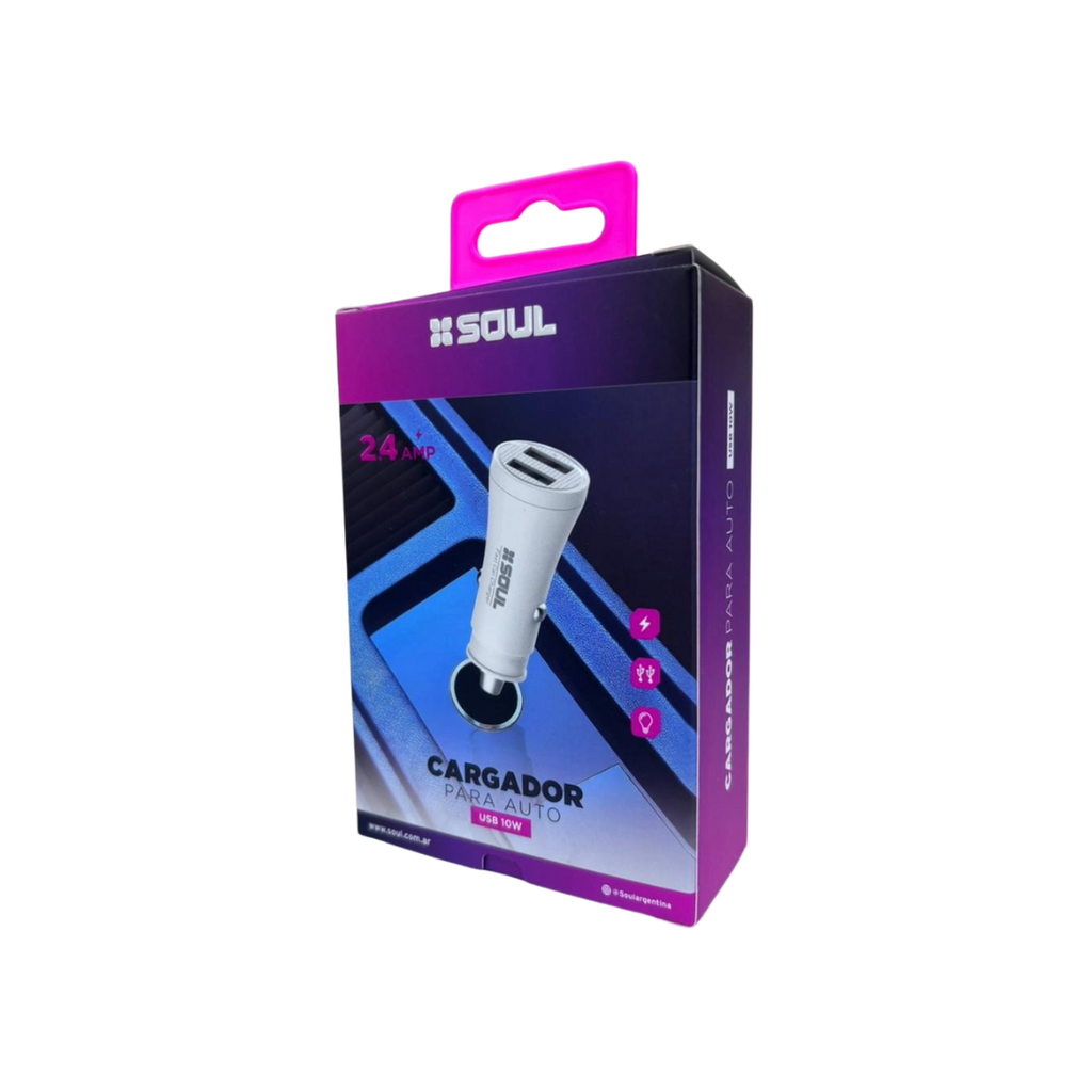 CARGADOR DE AUTO SOUL CA-DUSB10W DUAL USB 10W SIN CABLE