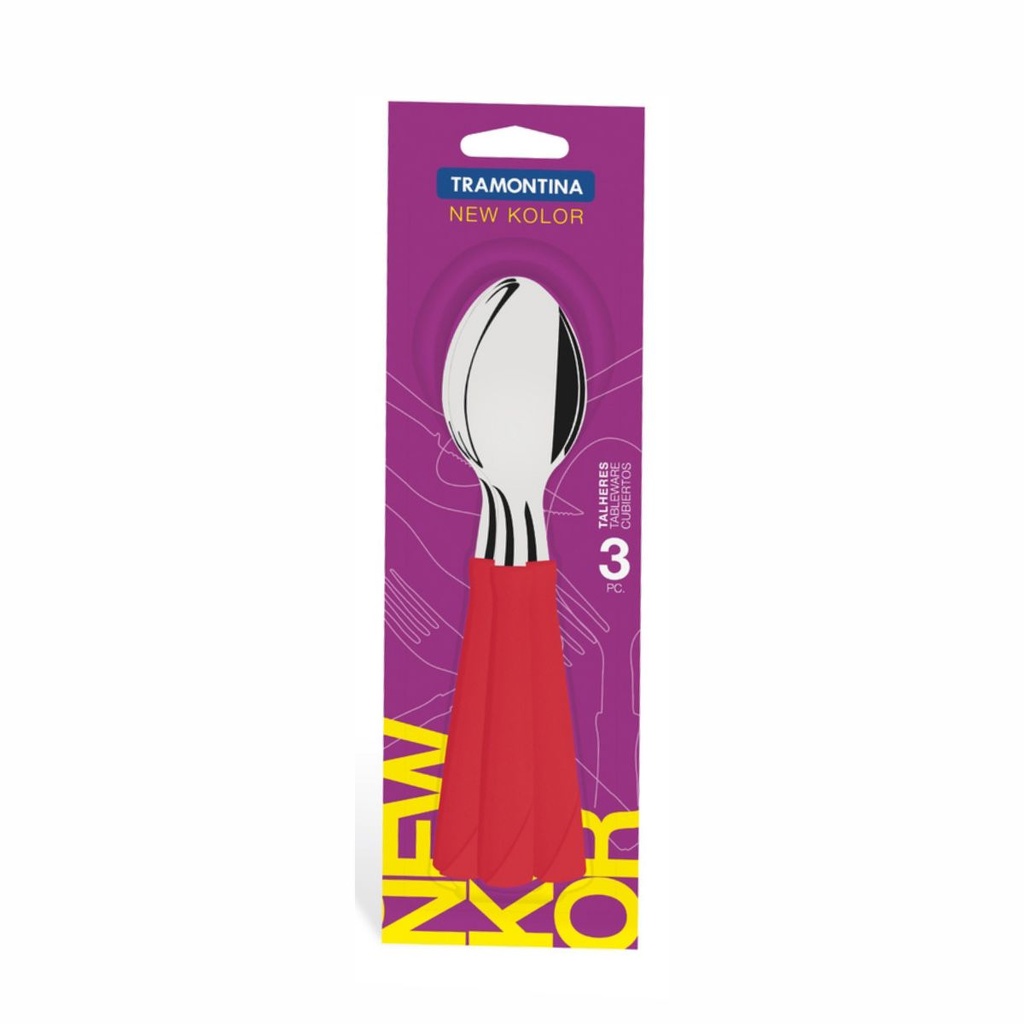 CUCHARA DE MESA TRAMONTINA 23163/370 NEW KOLOR 3PZS ROJO