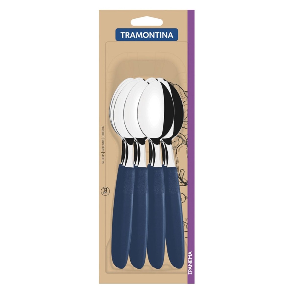 CUCHARA DE MESA TRAMONTINA 23363/910 IPANEMA 12PZ AZUL