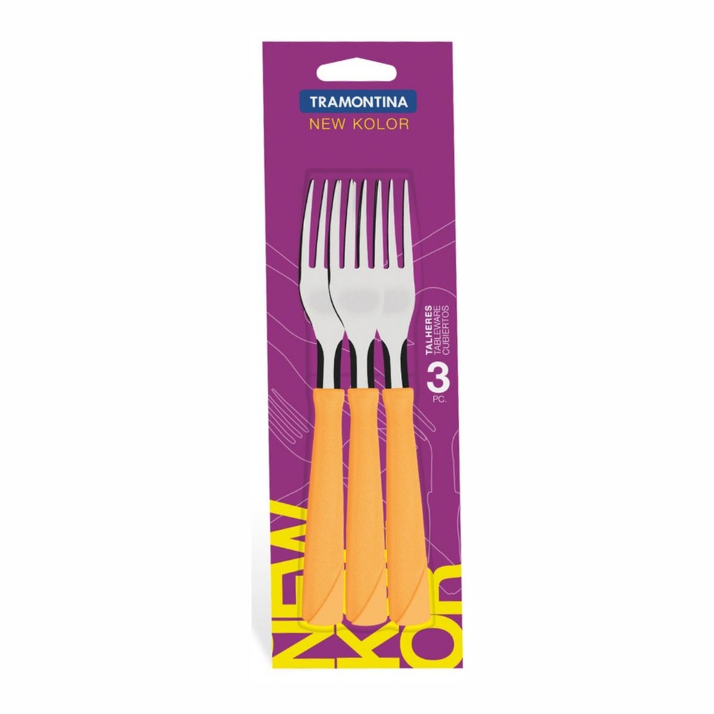 TENEDOR DE MESA TRAMONTINA 23162/340 NEW KOLOR 3PZS NARANJA