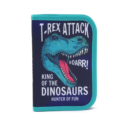 [199-25872] CARTUCHERA CON ÚTILES TRENDY 52587 DINOSAURIO AZUL