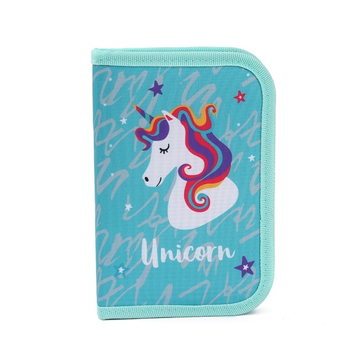 [199-25889] CARTUCHERA CON ÚTILES TRENDY 52588 UNICORNIO AQUA