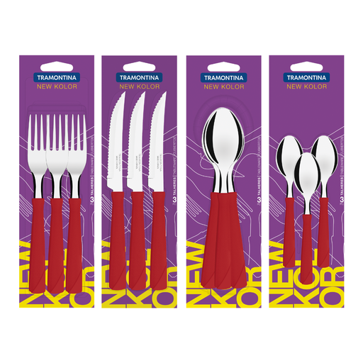[086-00002] COMBO TRAMONTINA NEW KOLOR 12 PZS ROJO