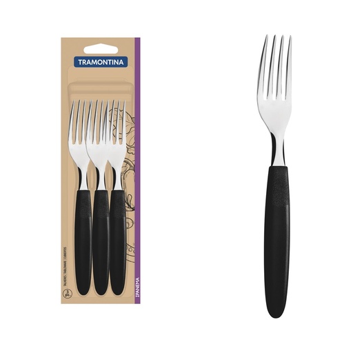 [086-44296] TENEDORES DE MESA TRAMONTINA 23362/300 IPANEMA 3PZS NEGRO