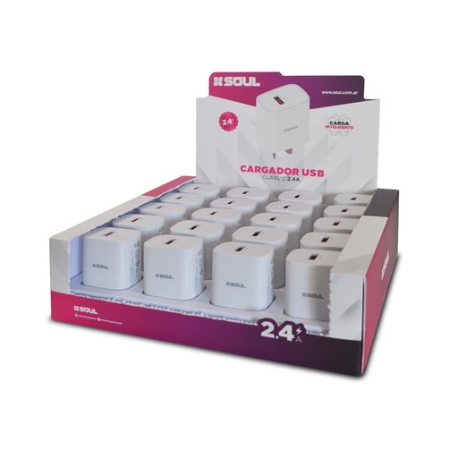 [164-73374] CARGADOR USB SOUL CLASSIC CVJ-XUSB1x20 2.4A SIN CABLE