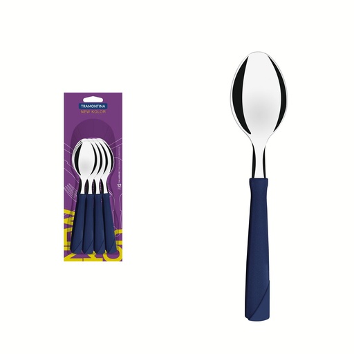 [086-71964] CUCHARA DE MESA TRAMONTINA 23163/910 NEW KOLOR 12 PZS AZUL
