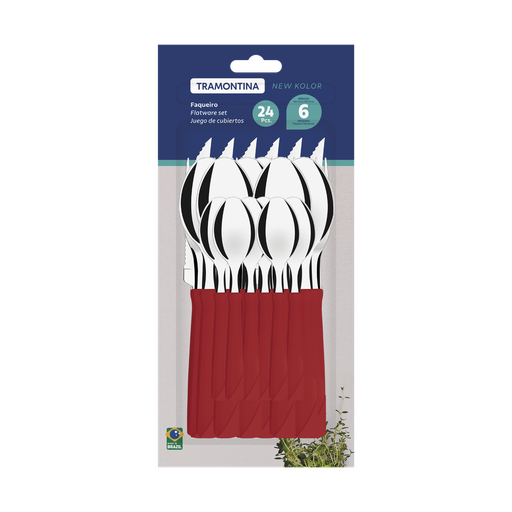 [086-98794] JUEGO DE CUBIERTOS TRAMONTINA 23198/794 NEW KOLOR 24PZS ROJO
