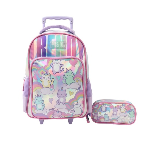 [199-87701] MOCHILA CARRO TRENDY 28770 15" LILA C/CARTUCHERA