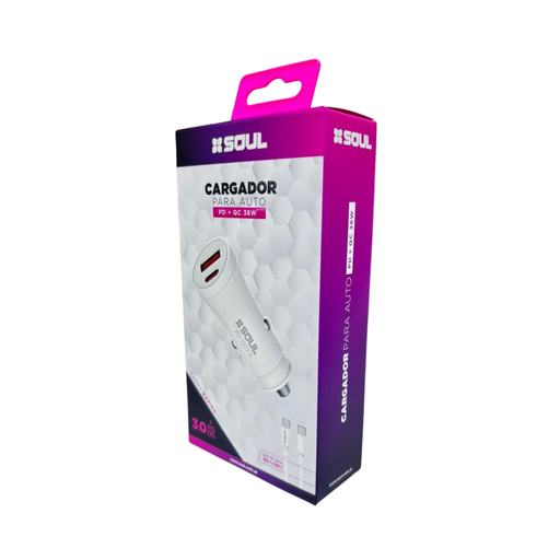 [164-74760] CARGADOR DE AUTO SOUL CA-DPD38WT 38W TIPO C A TIPO C