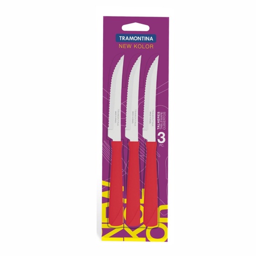 [086-60374] CUCHILLO DE MESA TRAMONTINA 23160/374 NEW KOLOR 3PZS ROJO