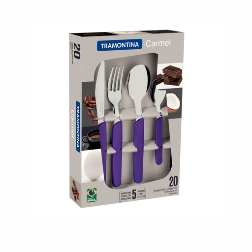 [086-99084] JUEGO DE CUBIERTOS TRAMONTINA 23499/084 CARMEL LILA 20PZS