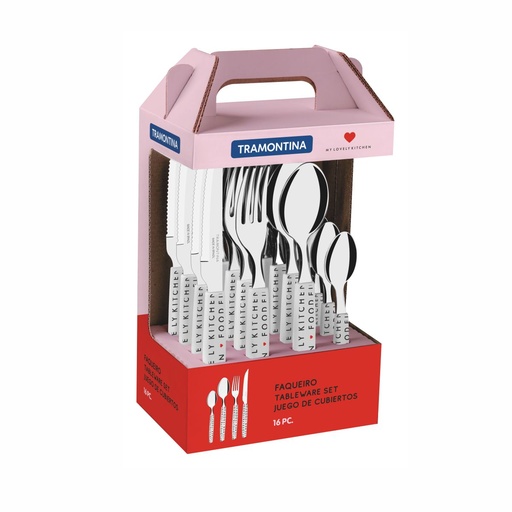 [086-99090] JUEGO DE CUBIERTOS TRAMONTINA 29899/090 MY LOVELY KITCHEN BLANCO 16PZS