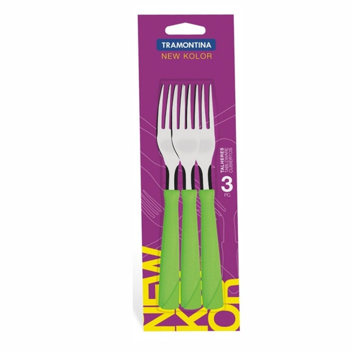 [086-62320] TENEDOR DE MESA TRAMONTINA 23162/320 NEW KOLOR 3PZS VERDE
