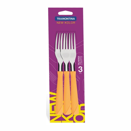 [086-62340] TENEDOR DE MESA TRAMONTINA 23162/340 NEW KOLOR 3PZS NARANJA