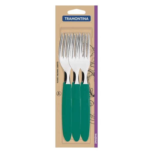[086-62622] TENEDOR DE MESA TRAMONTINA 23362/622 IPANEMA 6PZS VERDE