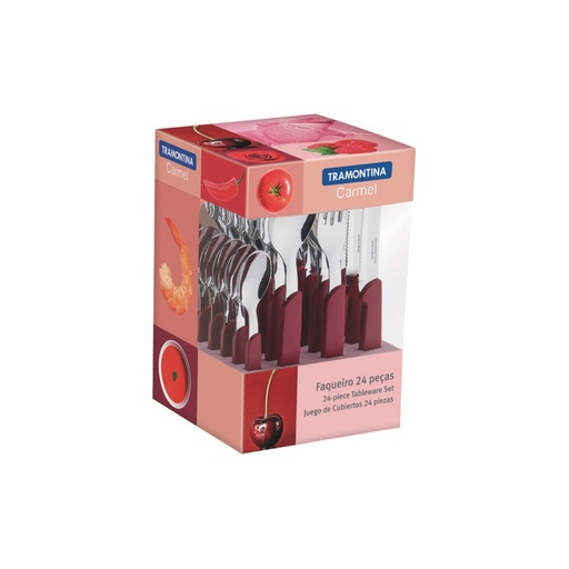 [086-09027] JUEGO DE CUBIERTOS TRAMONTINA 23499/027 CARMEL BORDO 24PZS