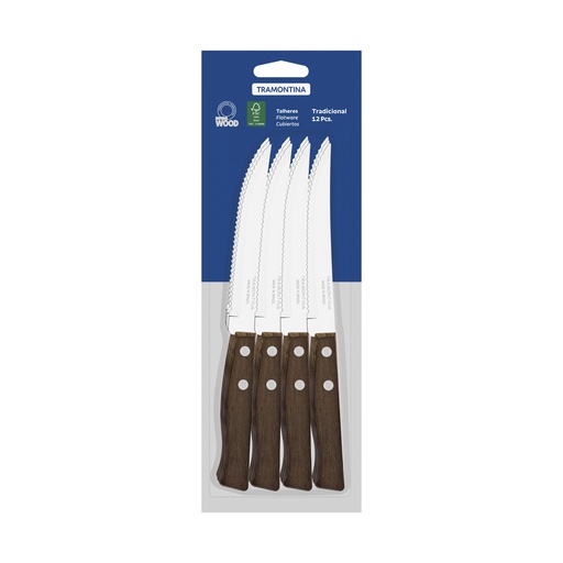 [086-90500] CUCHILLO P/ASADO TRAMONTINA 22200/905 TRADICIONAL 12 PZS